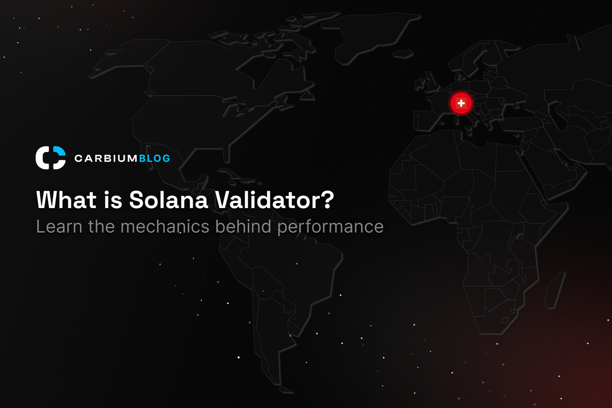 Carbium Blog banner for What is Solana Validator, highlighting Switzerland geographical position with Swiss flag